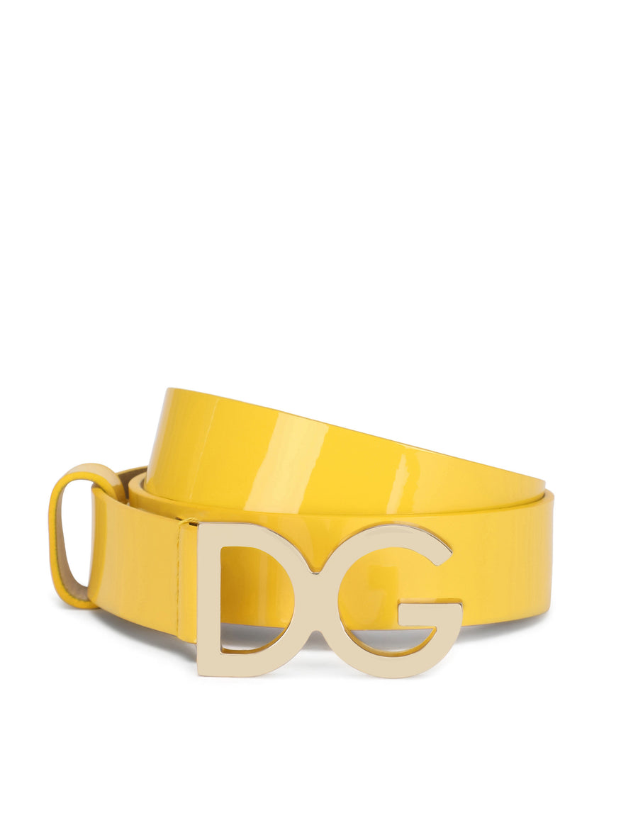 Patent leather belt with DG buckle