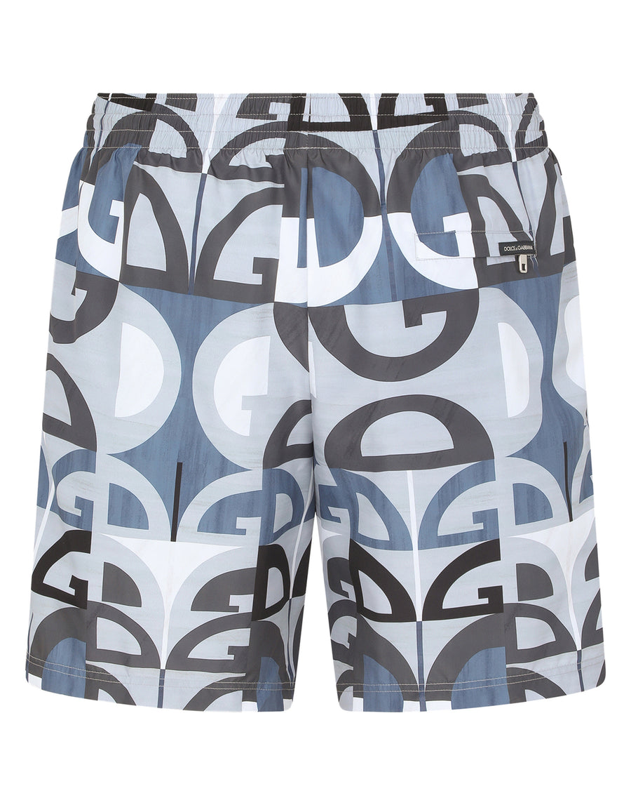 Mid-length swim trunks with DG print