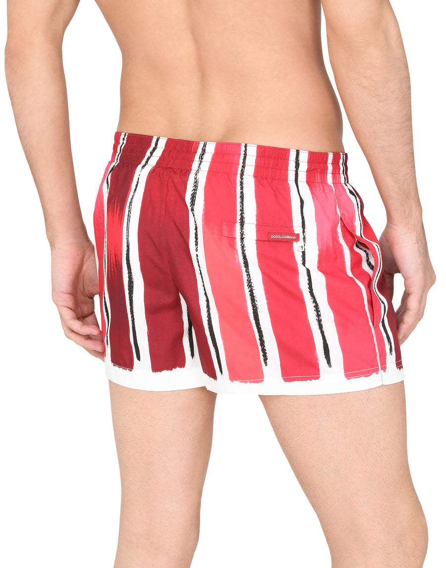 Short swim trunks with brushstroke print