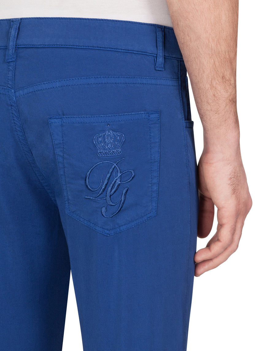 Solid-coloured stretch cotton trousers