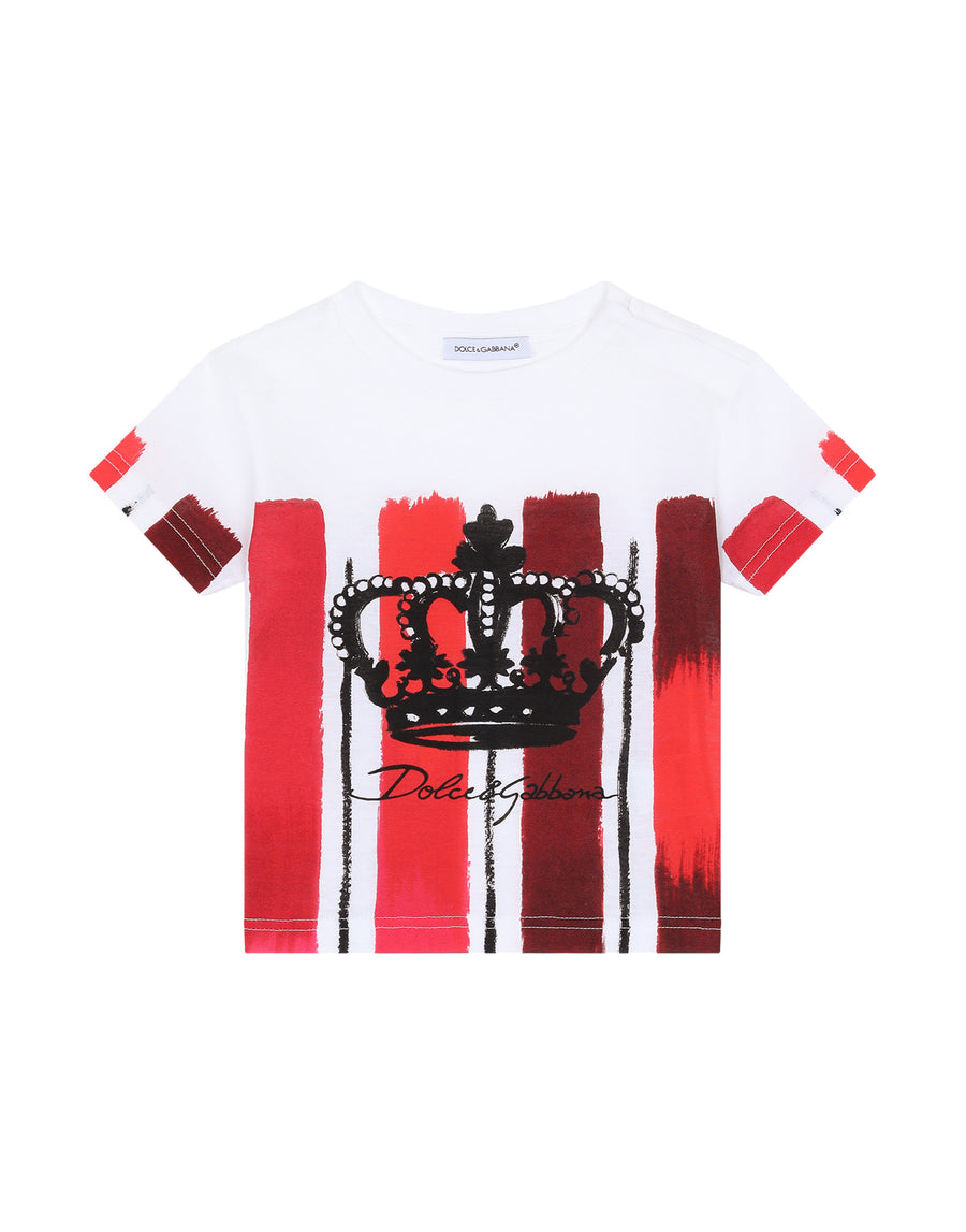 Jersey t-shirt with crown and striped print