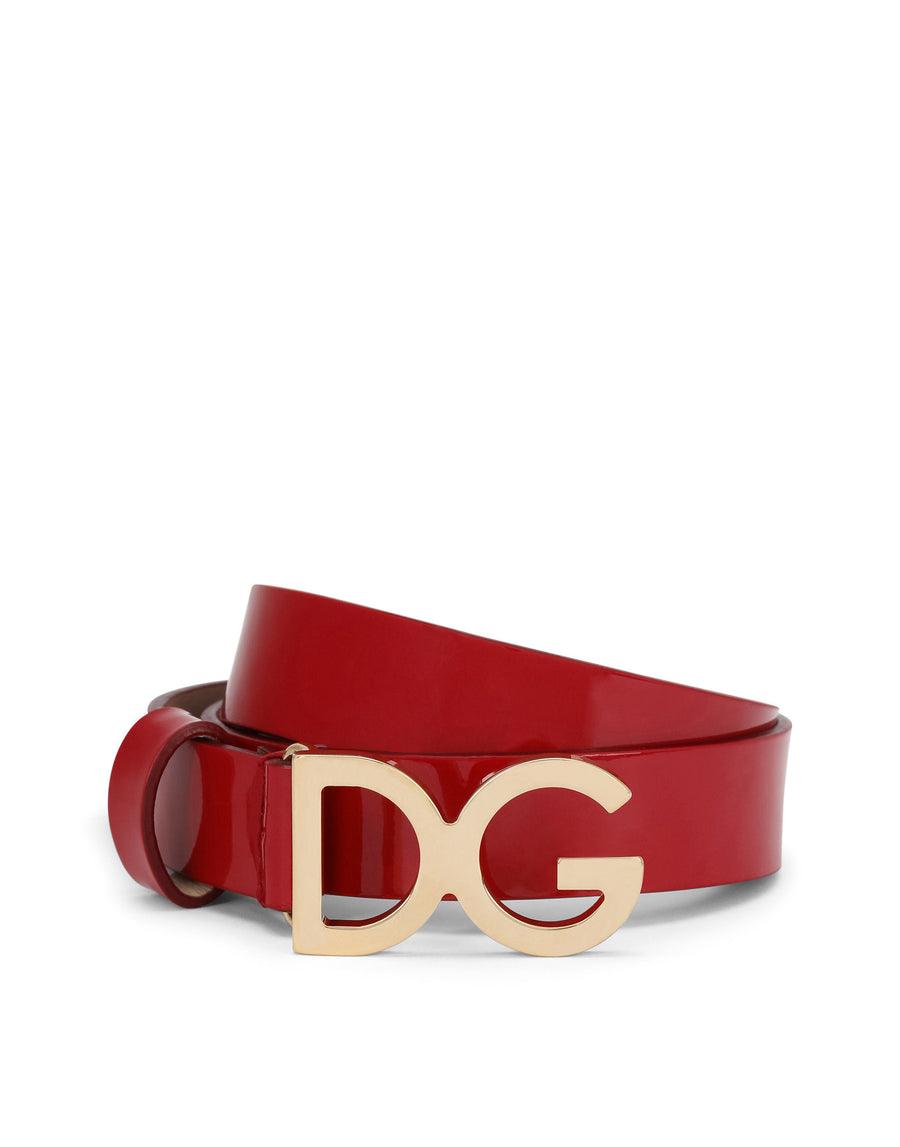 Patent leather belt with DG buckle