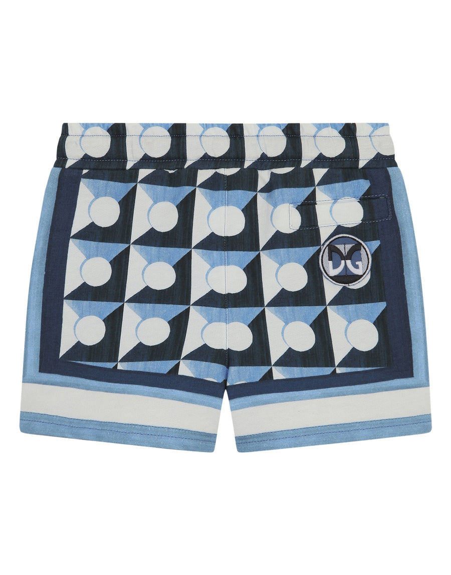 Jersey jogging shorts with geometric print