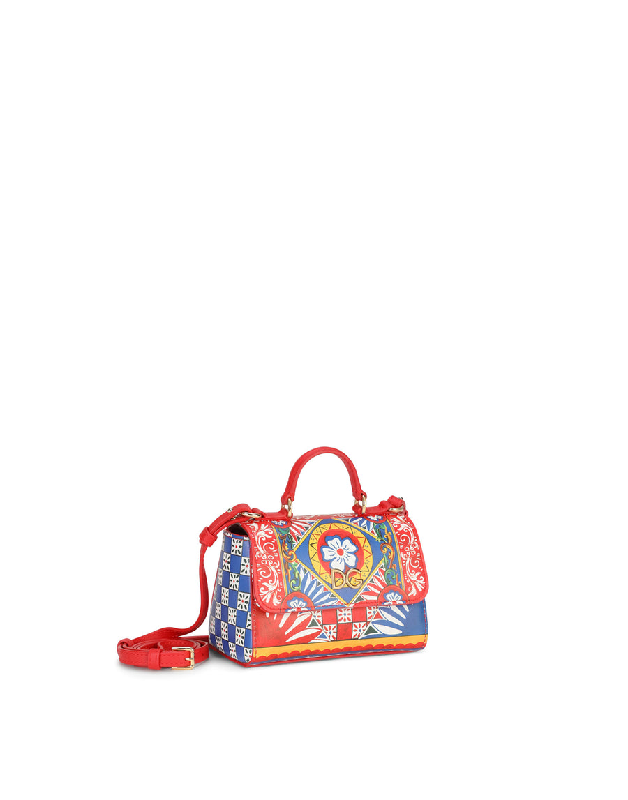 Calfskin handbag with Carretto print