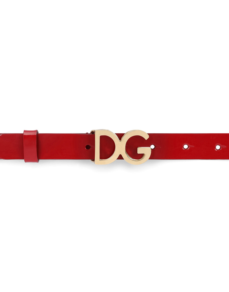 Patent leather belt with DG buckle