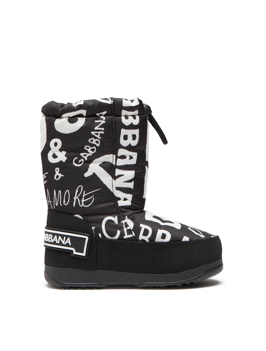 NYLON SNOW BOOTS WITH LOGO PRINT