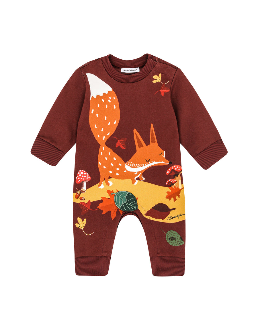 Jersey romper suit with fox print