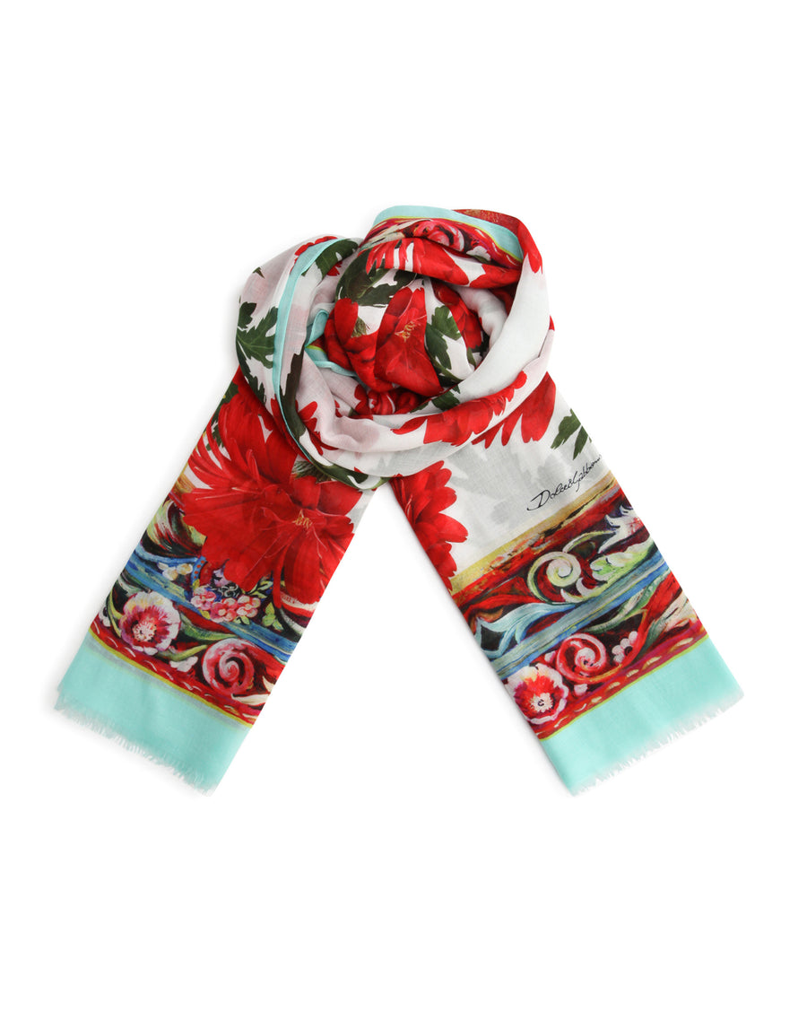 Gerbera-print cashmere and modal scarf (135 x 200)