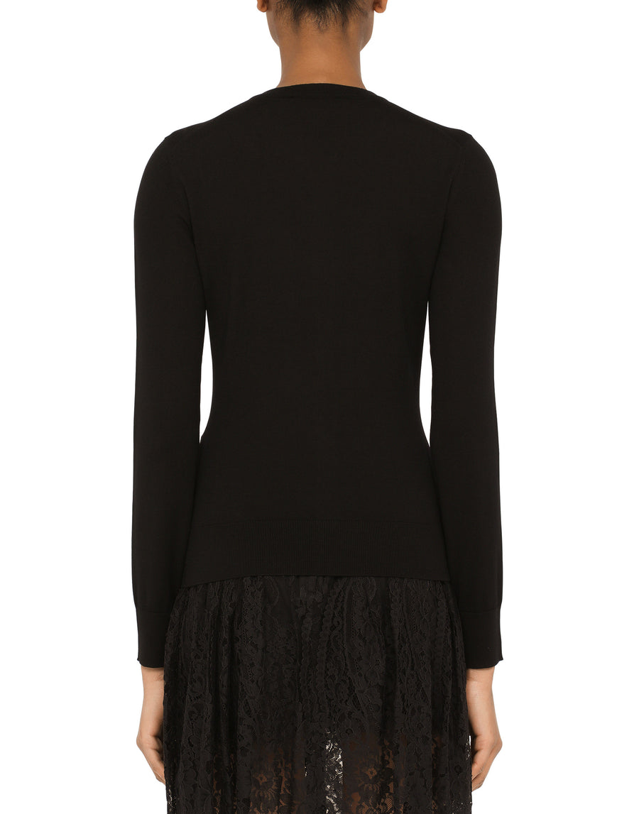 Dolce & Gabbana Cardigan In Solid-Coloured Wool Satin