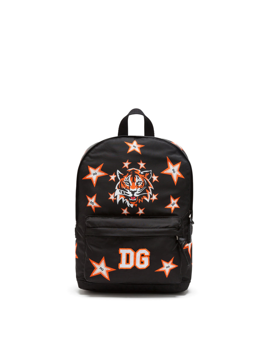 NYLON BACKPACK WITH TIGER AND STAR PRINT