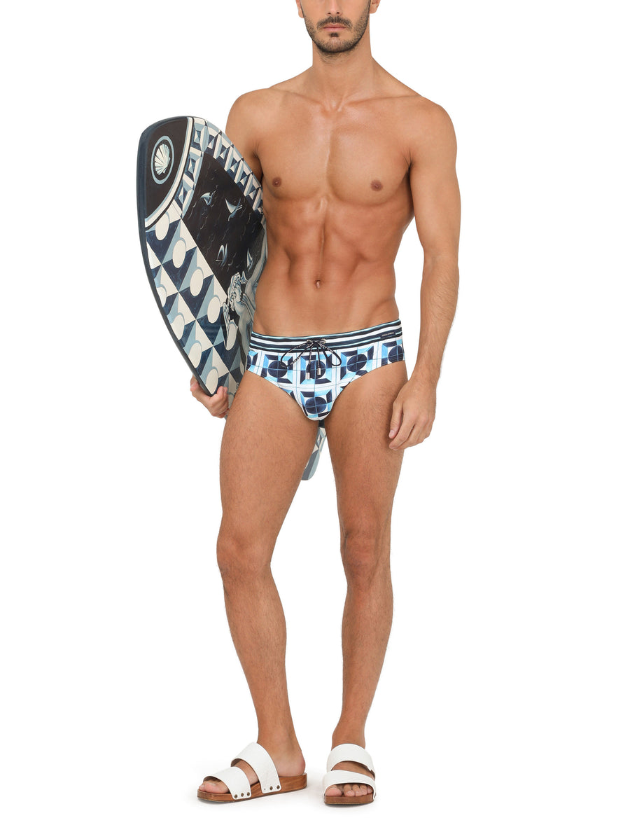 Majolica-print swim briefs