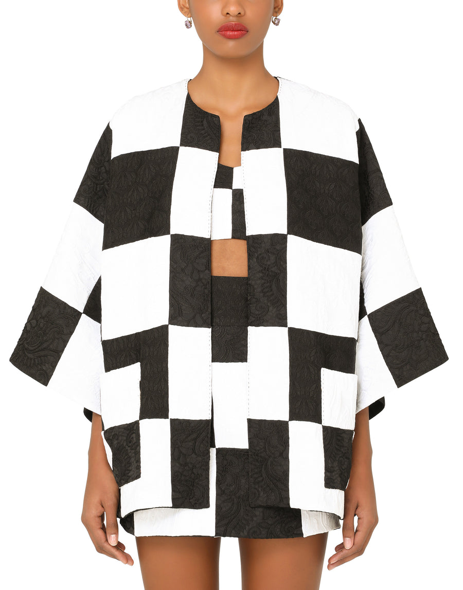 Gabbana damier patchwork jacquard blazer