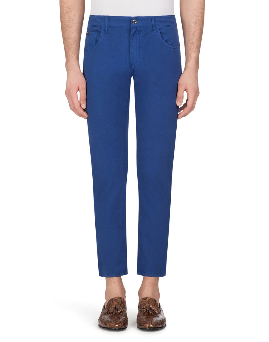 Solid-coloured stretch cotton trousers