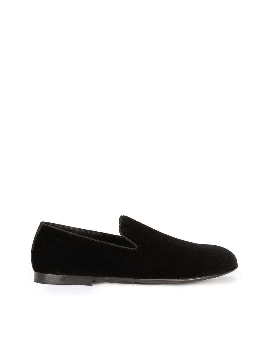 Loafer in cotton velvet and silk