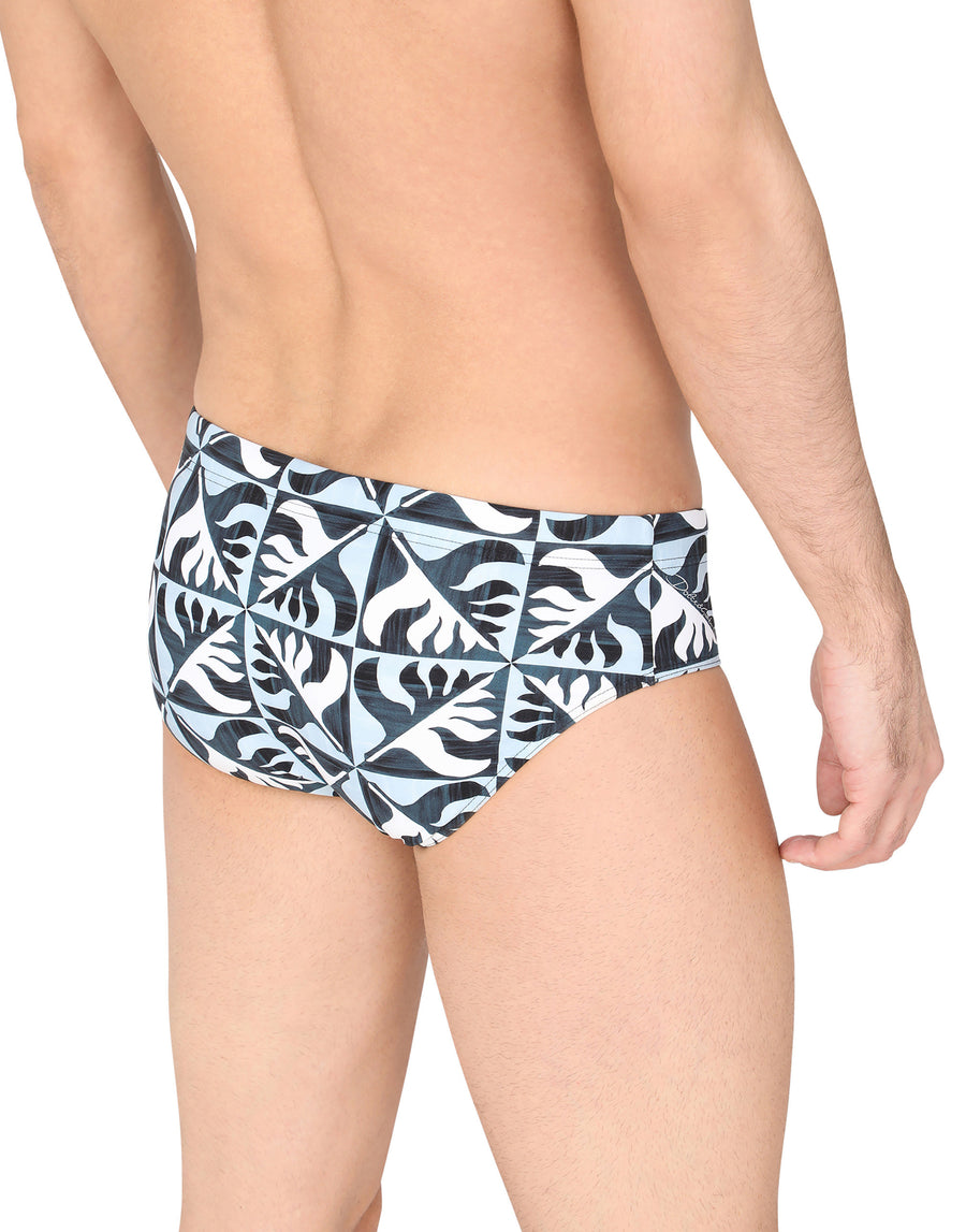 Geometric-print swim briefs