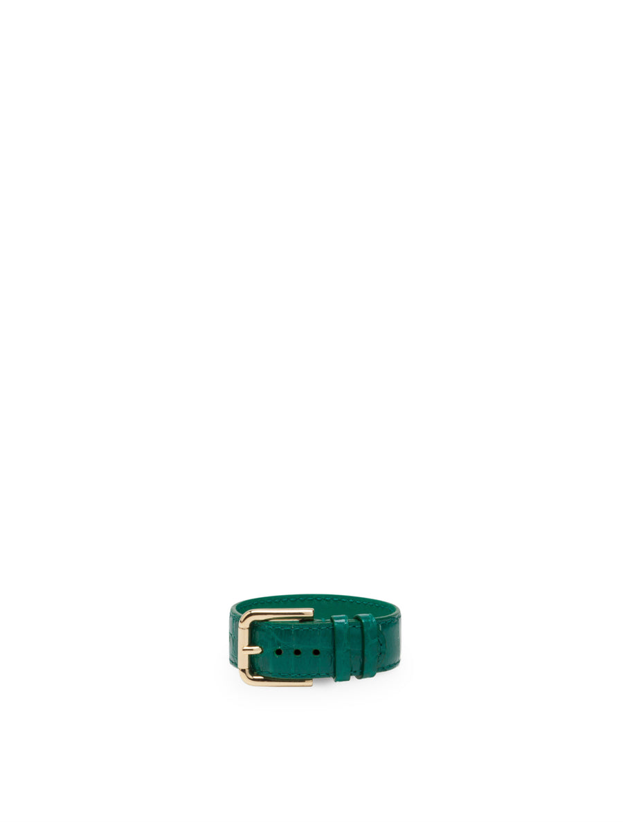 Crocodile-print leather bracelet