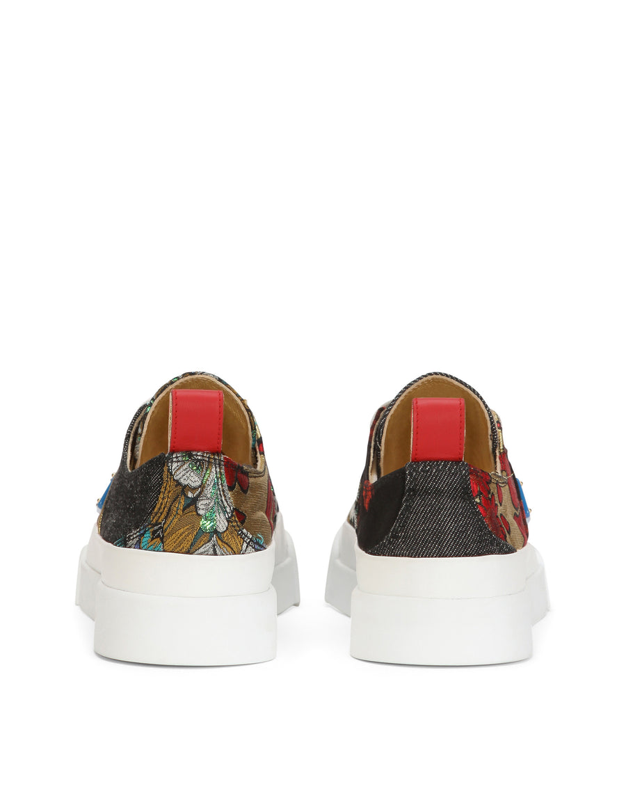 Patchwork fabric Portofino light sneakers with logo plate