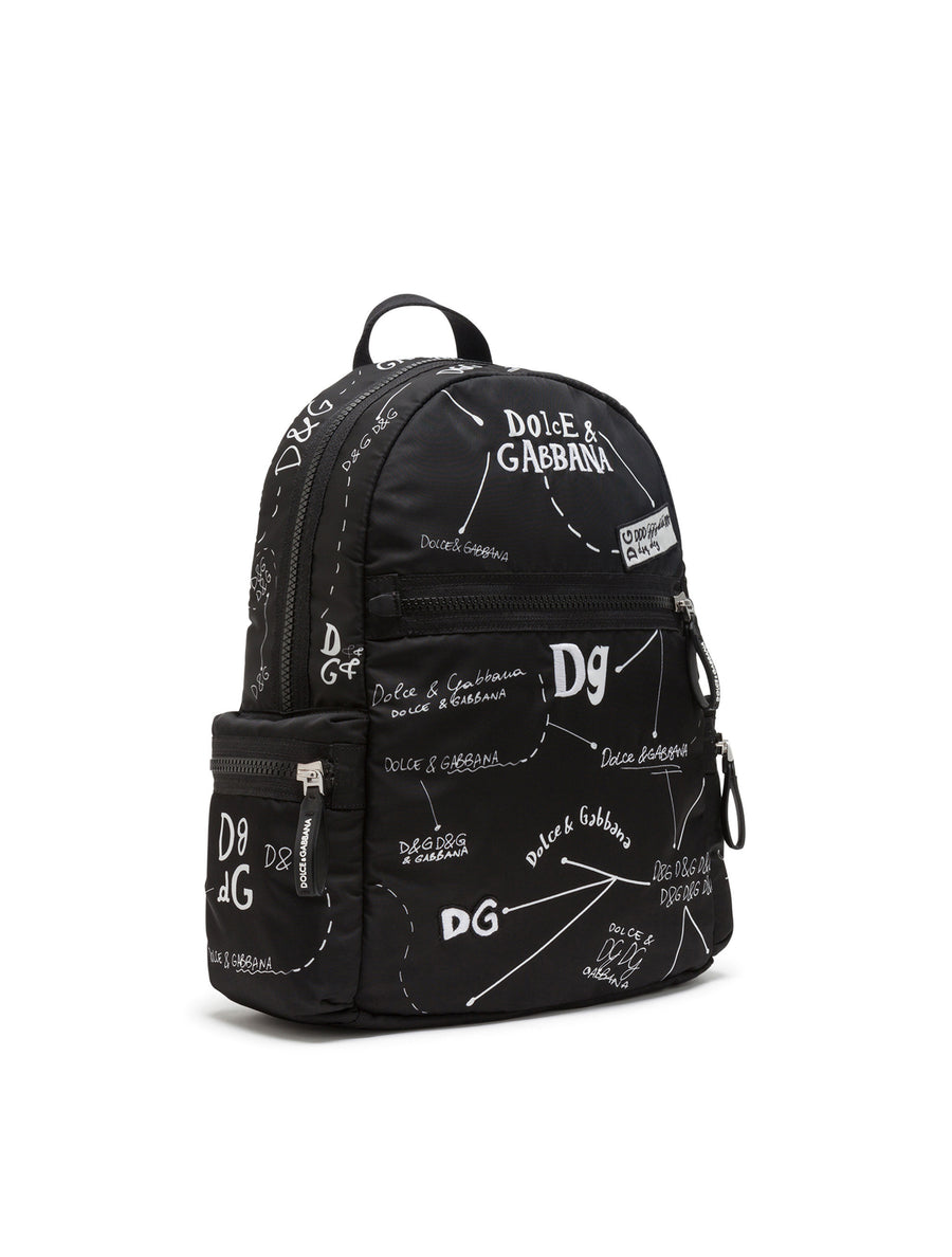 NYLON BACKPACK WITH LOGO PRINT