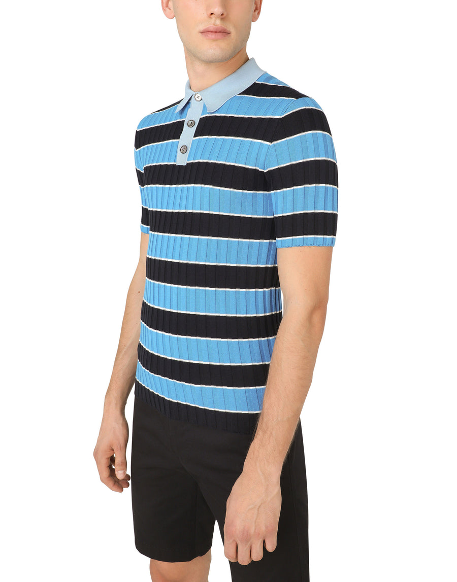 Ribbed silk and cotton polo shirt