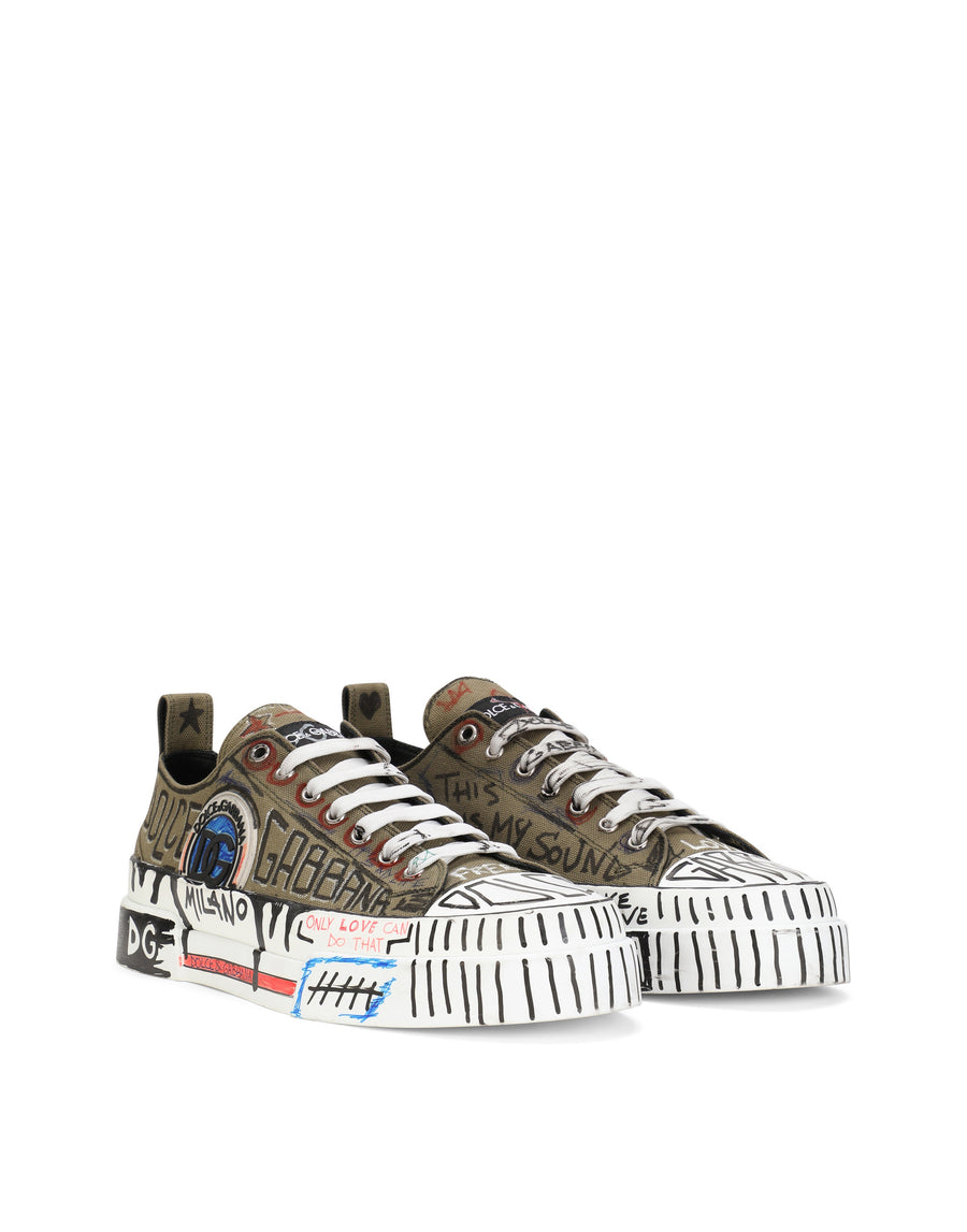 Hand-painted graffiti canvas Portofino Light sneakers