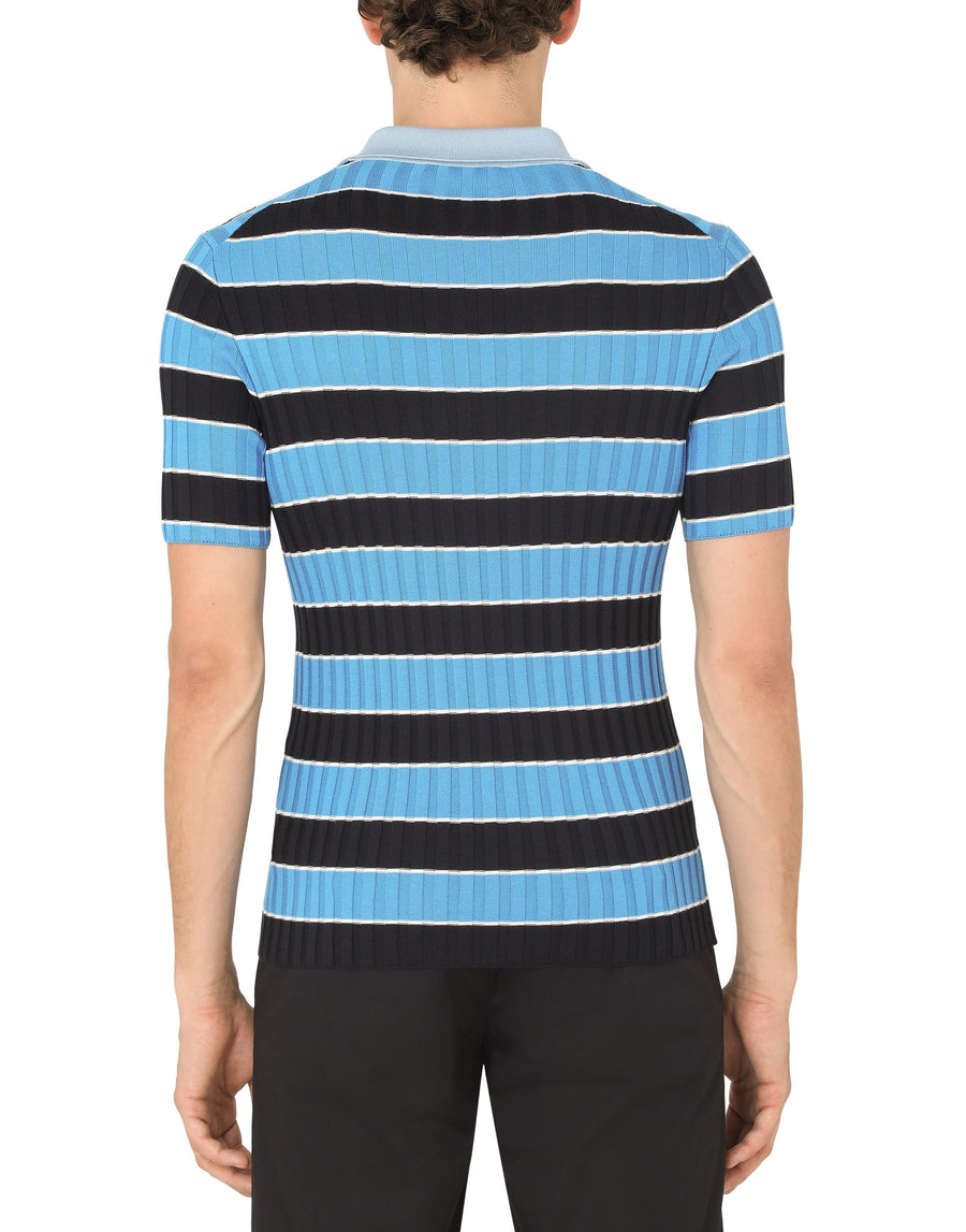 Ribbed silk and cotton polo shirt