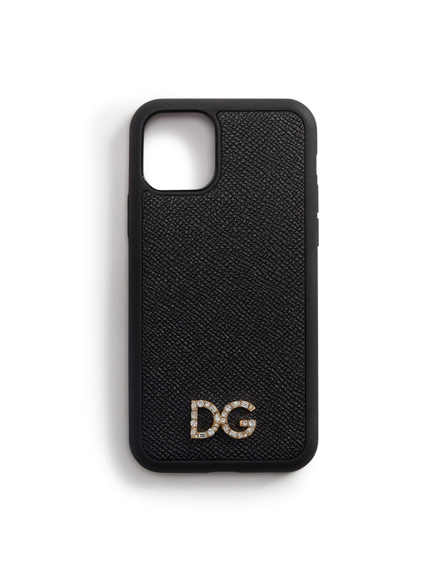 Dauphine calfskin iPhone 11 Pro cover with rhinestone DG logo