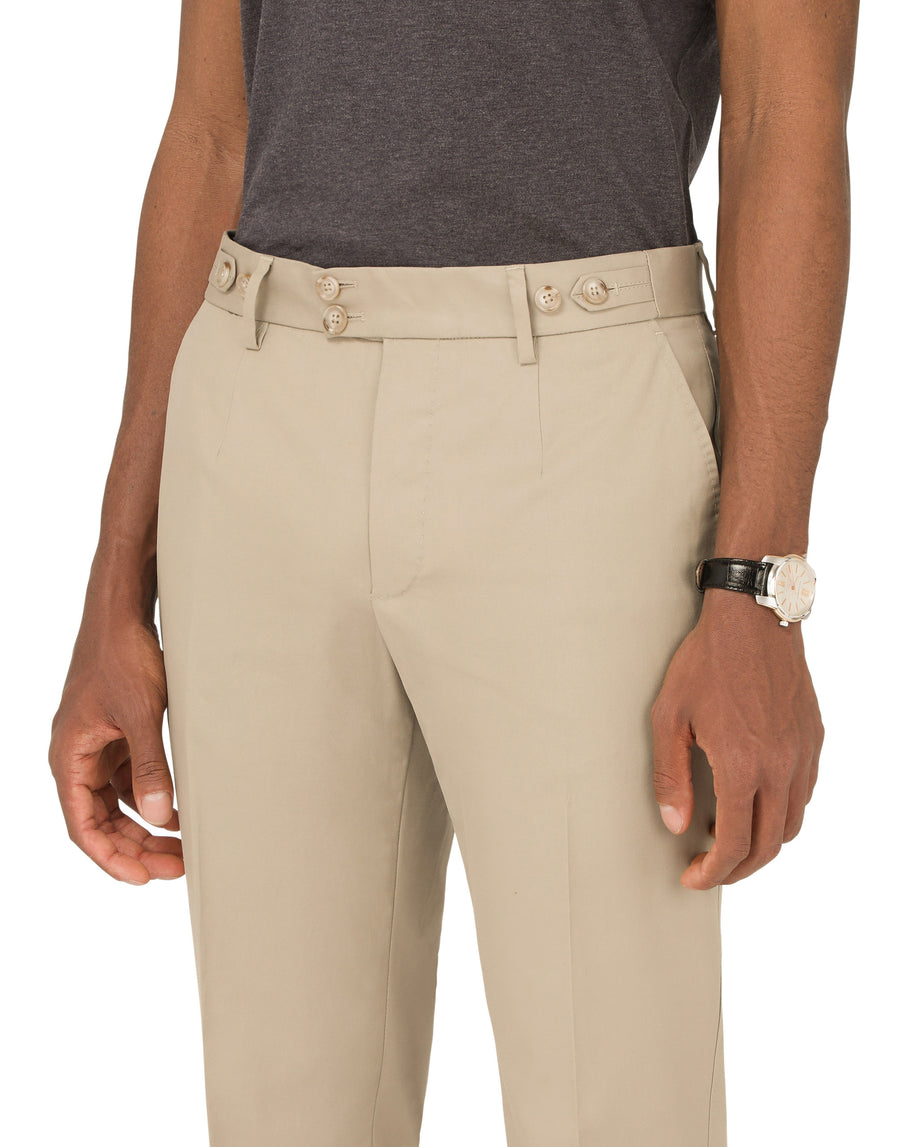 Cotton blend trousers with double button