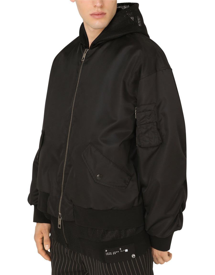 Nylon jand mesh jacket with hood