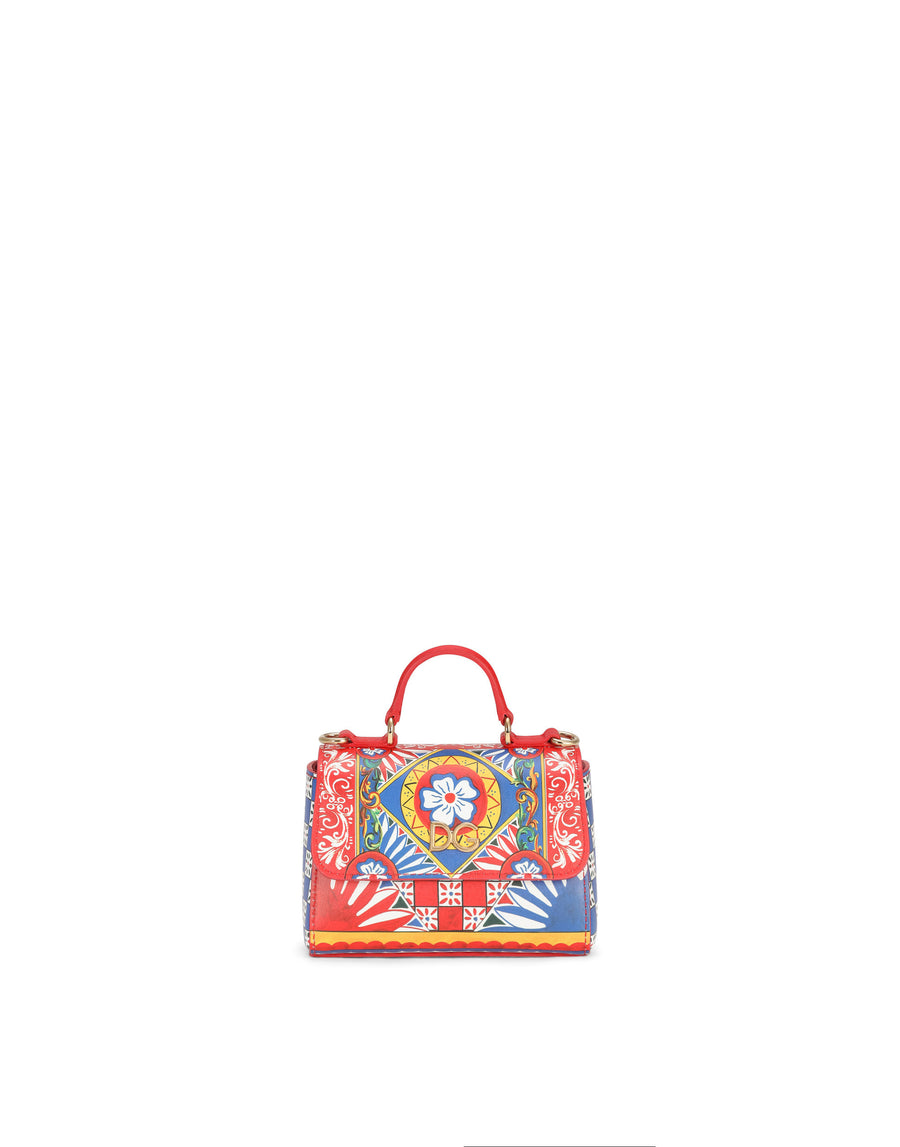 Calfskin handbag with Carretto print