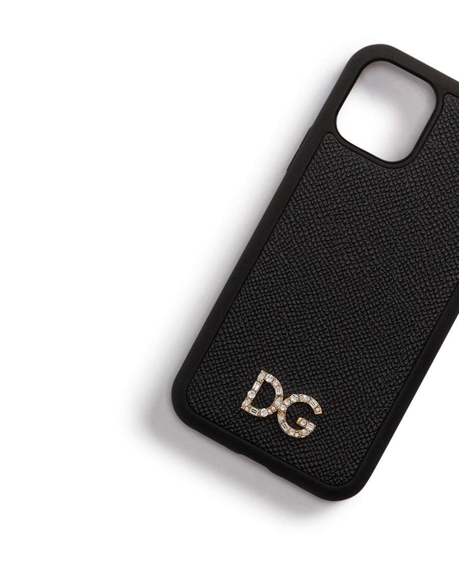 Dauphine calfskin iPhone 11 Pro cover with rhinestone DG logo