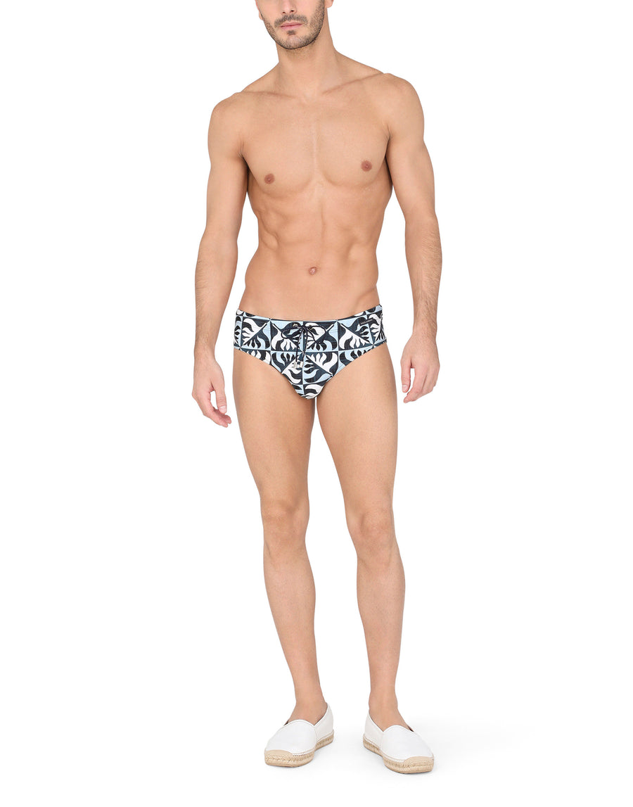 Geometric-print swim briefs