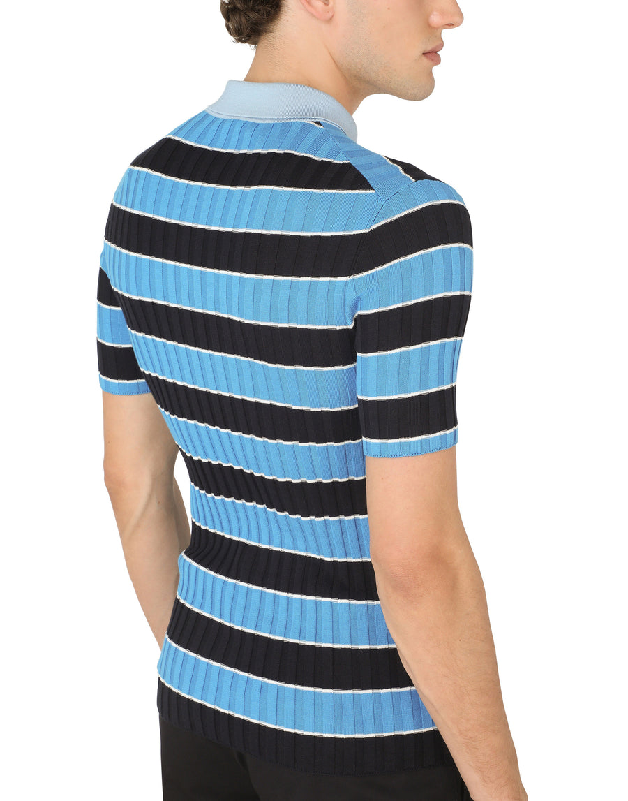 Ribbed silk and cotton polo shirt