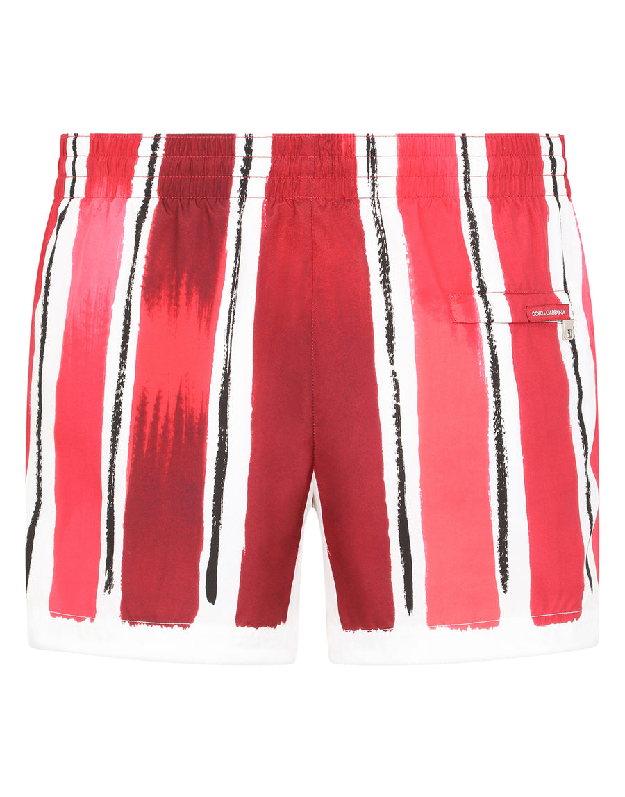 Short swim trunks with brushstroke print