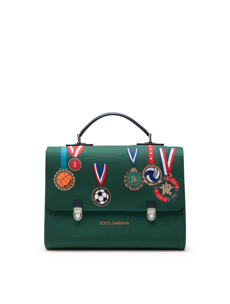 NYLON SATCHEL WITH MEDAL PRINT