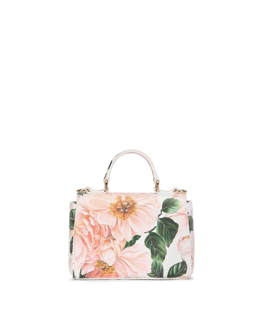 Camellia-print calfskin handbag