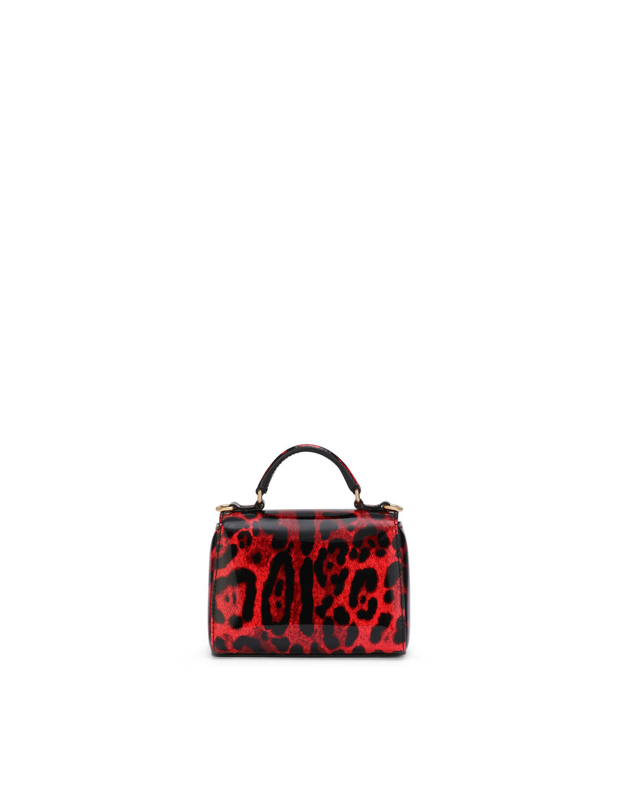 Leopard-print patent leather handbag