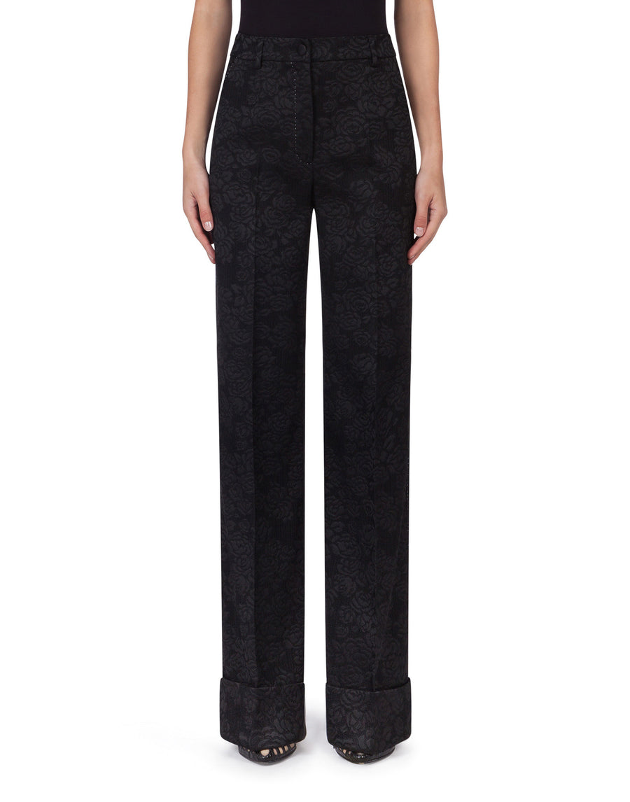 Flare jacquard trousers