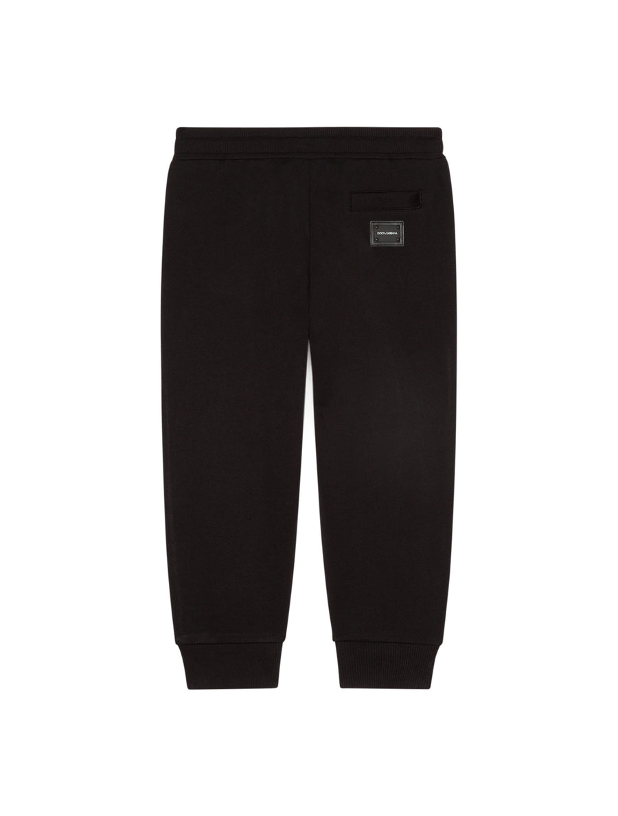 Jersey jogging pants with logo plate